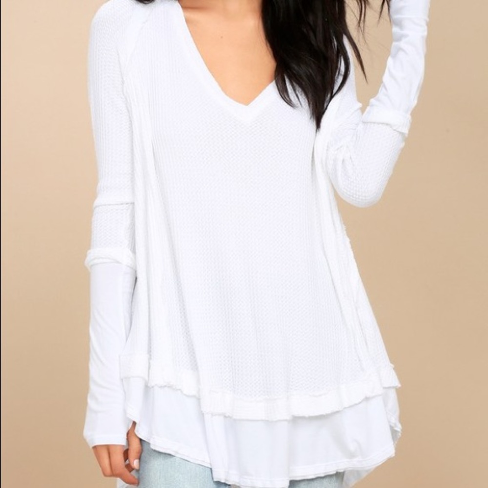 Free People White Laguna Thermal Top
